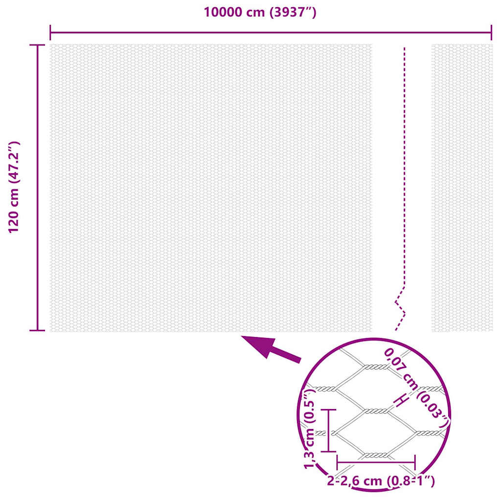Sechseckgeflechtzaun 1,2 x 100 m PVC Grau