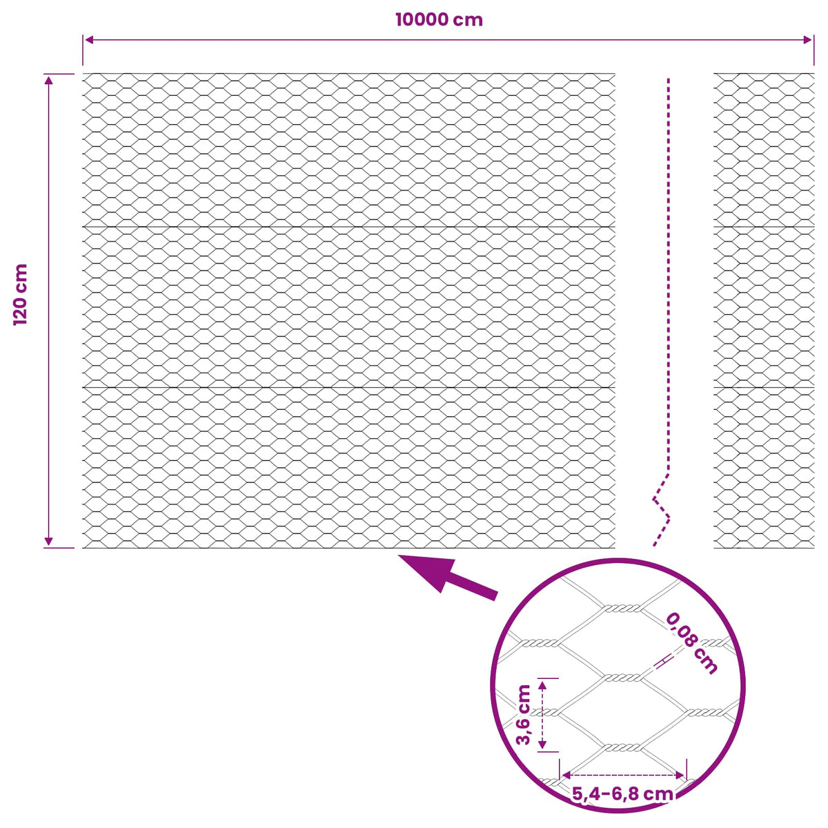 Sechseckgeflechtzaun 1,2 x 100 m PVC Grau