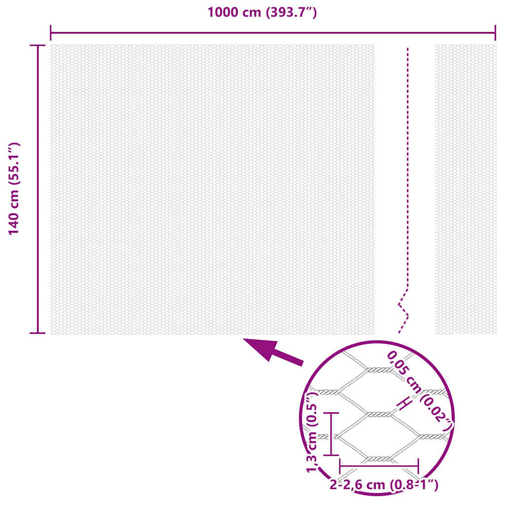 Sechseckgeflechtzaun 1,4 x 10 m Verzinkter Stahl Silber