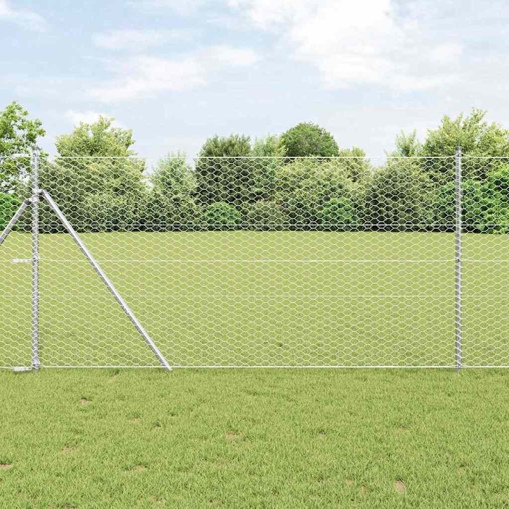 Sechseckgeflechtzaun 1,4 x 10 m Verzinkter Stahl Silber