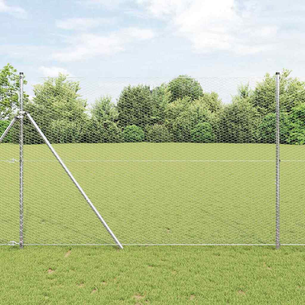 Hexagonzaun Silber 1,5 x 10 m Verzinkter Stahl