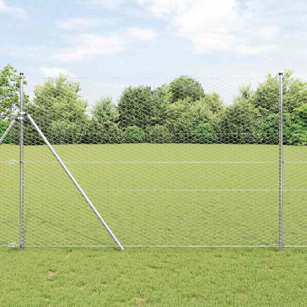 Sechseckgeflechtzaun 1,5 x 10 m Verzinkter Stahl Silber