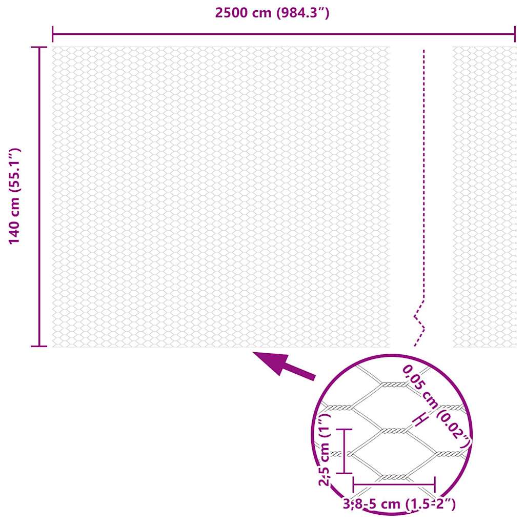 Sechseckgeflechtzaun 1,4 x 25 m Verzinkter Stahl Silber