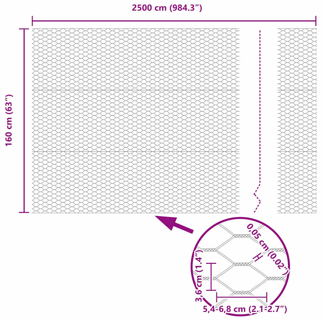 Sechseckgeflechtzaun 1.6 x 25 m Verzinkter Stahl Silber