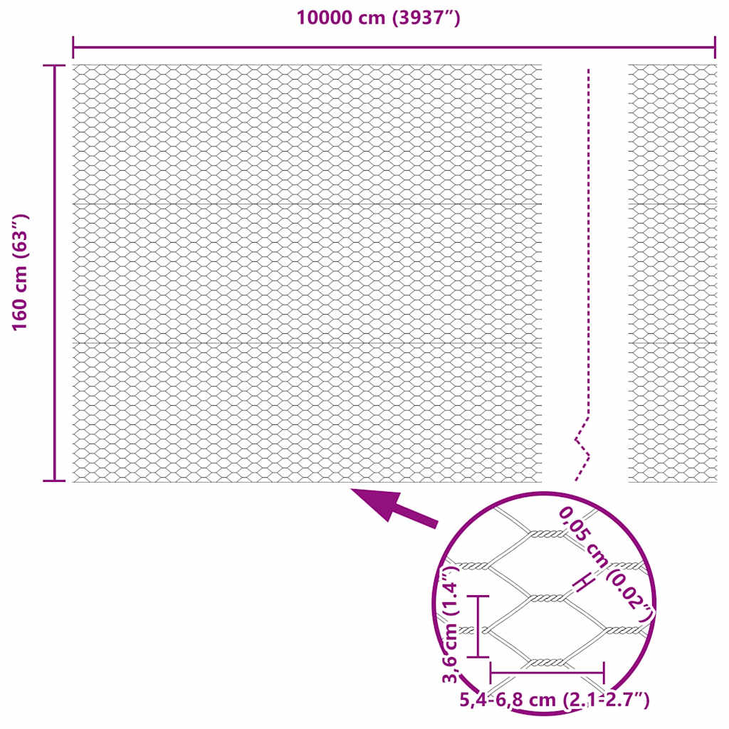Sechseckgeflechtzaun 1,6 x 100 m Verzinkter Stahl Silber
