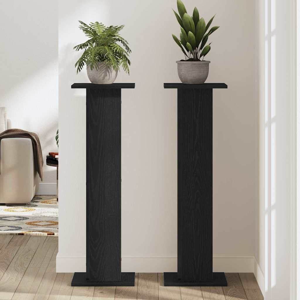 Pflanzenständer 2 stk. Schwarz Eichen-Optik 30 x 30 x 95 cm