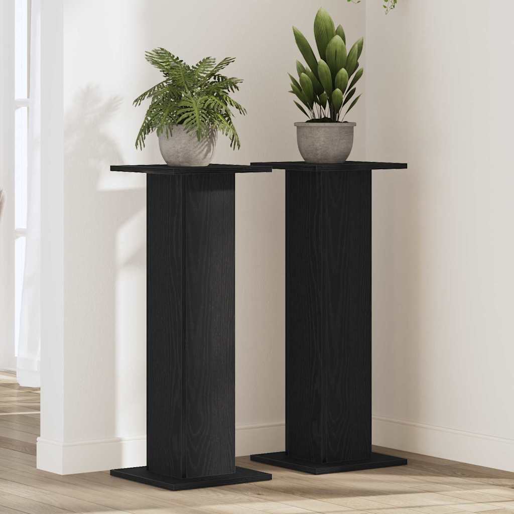 Pflanzenständer 2 pcs Schwarz Eichen-Optik 30 x 30 x 80 cm