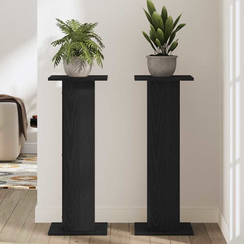 Pflanzenständer 2 pcs Schwarz Eichen-Optik 30 x 30 x 80 cm