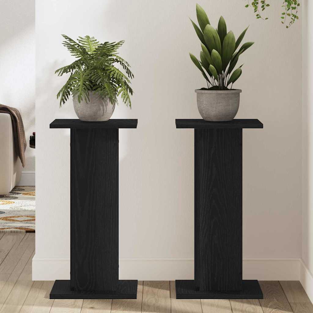 Pflanzenständer 2 pcs Schwarz Eichen-Optik 30 x 30 x 60 cm