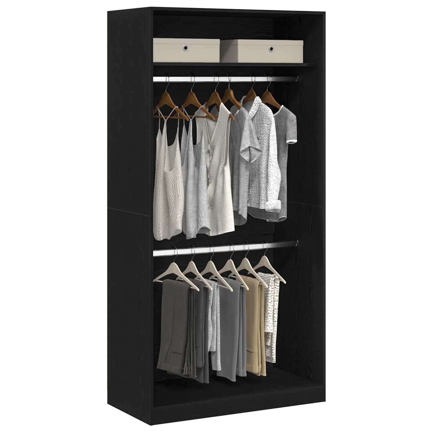 Kleiderschrank mit Regal Schwarz Eichen-Optik 100 x 50 x 200 cm