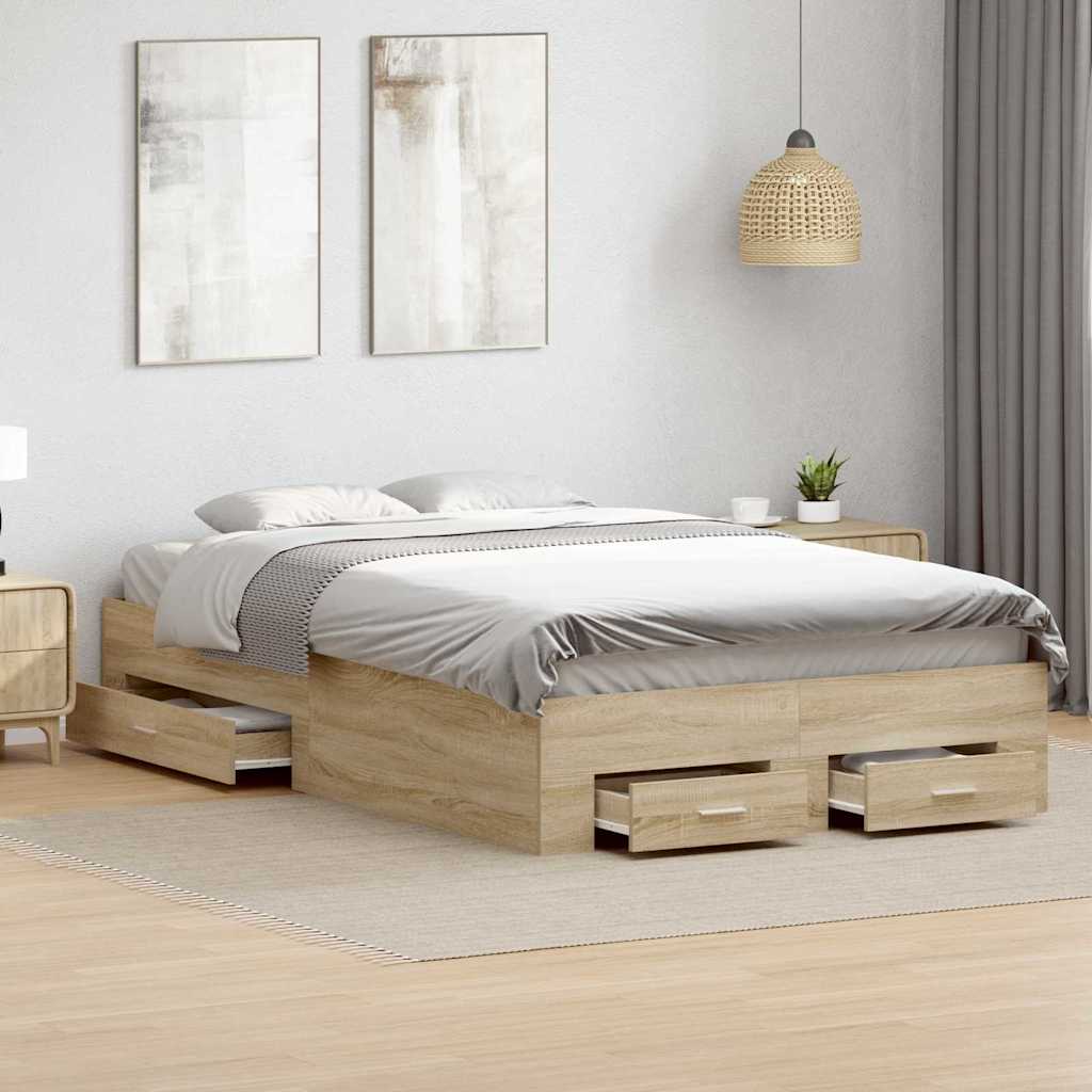 Bettrahmen mit Schubladen Braun 120 x 190 cm Holzwerkstoff