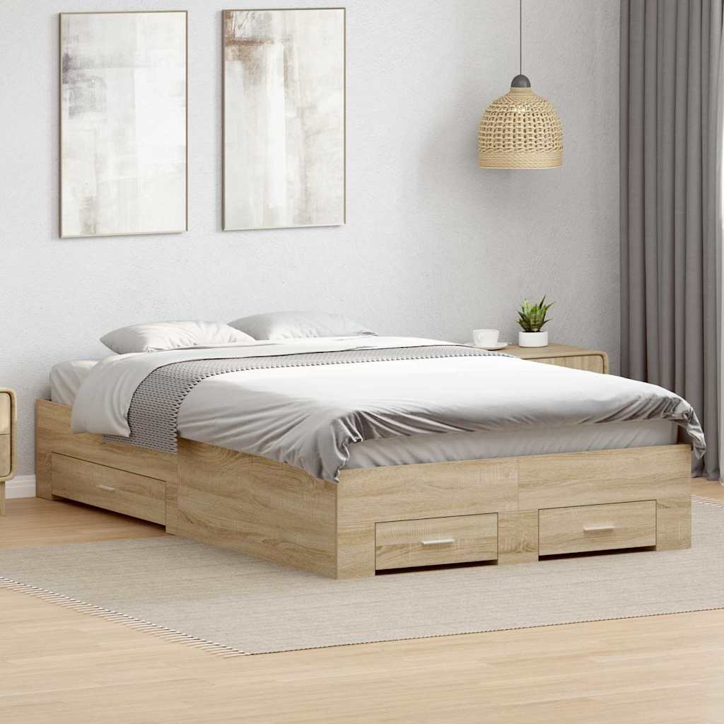 Bettrahmen mit Schubladen Braun 120 x 190 cm Holzwerkstoff