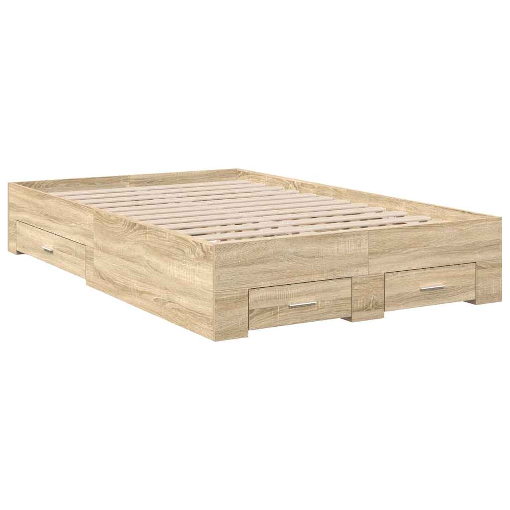 Bettrahmen mit Schubladen Braun 120 x 190 cm Holzwerkstoff