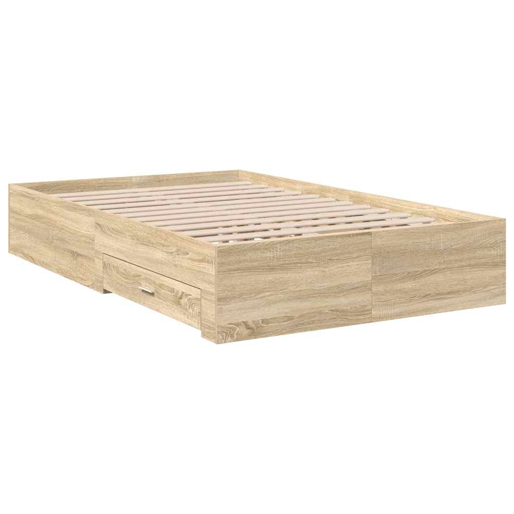Bettrahmen mit Schubladen Braun 120 x 190 cm Holzwerkstoff
