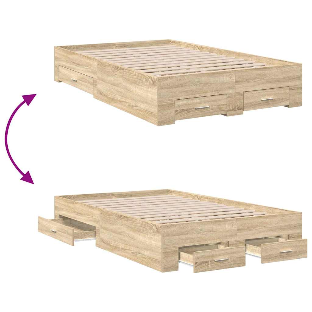 Bettrahmen mit Schubladen Braun 120 x 190 cm Holzwerkstoff