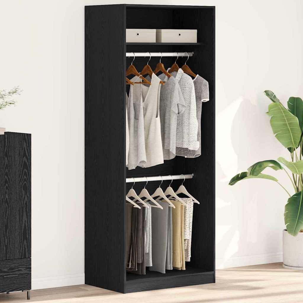 Kleiderschrank mit Regal Schwarz Eichen-Optik 80 x 50 x 200 cm