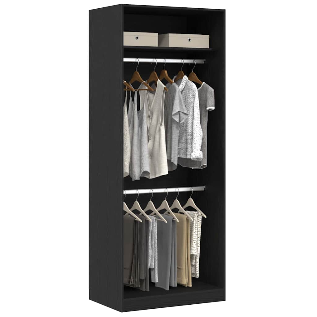 Kleiderschrank Schwarz Eichen-Optik 80 x 50 x 200 cm