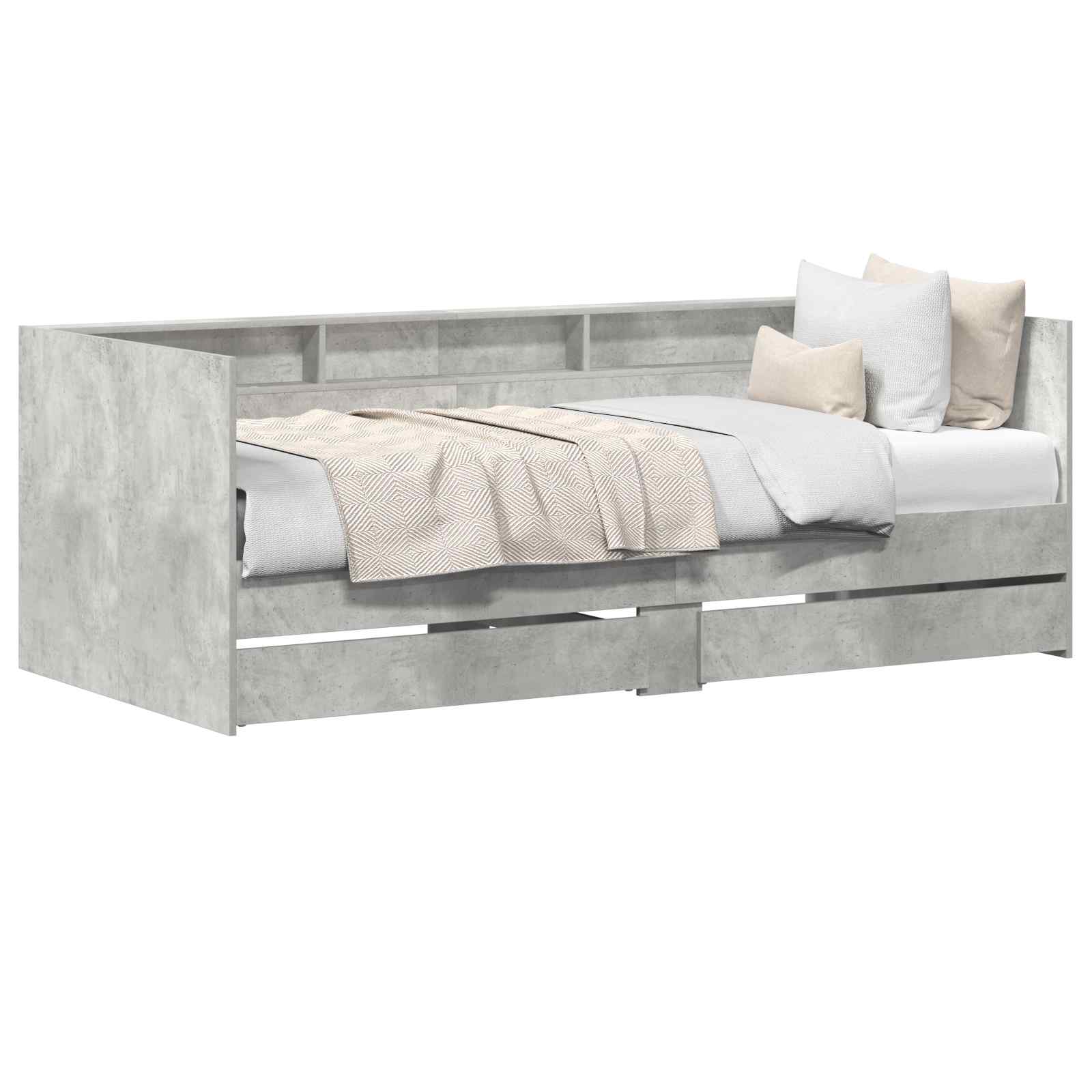 Tagesbett mit Schubladen Grau 90 x 200 cm Holzwerkstoff