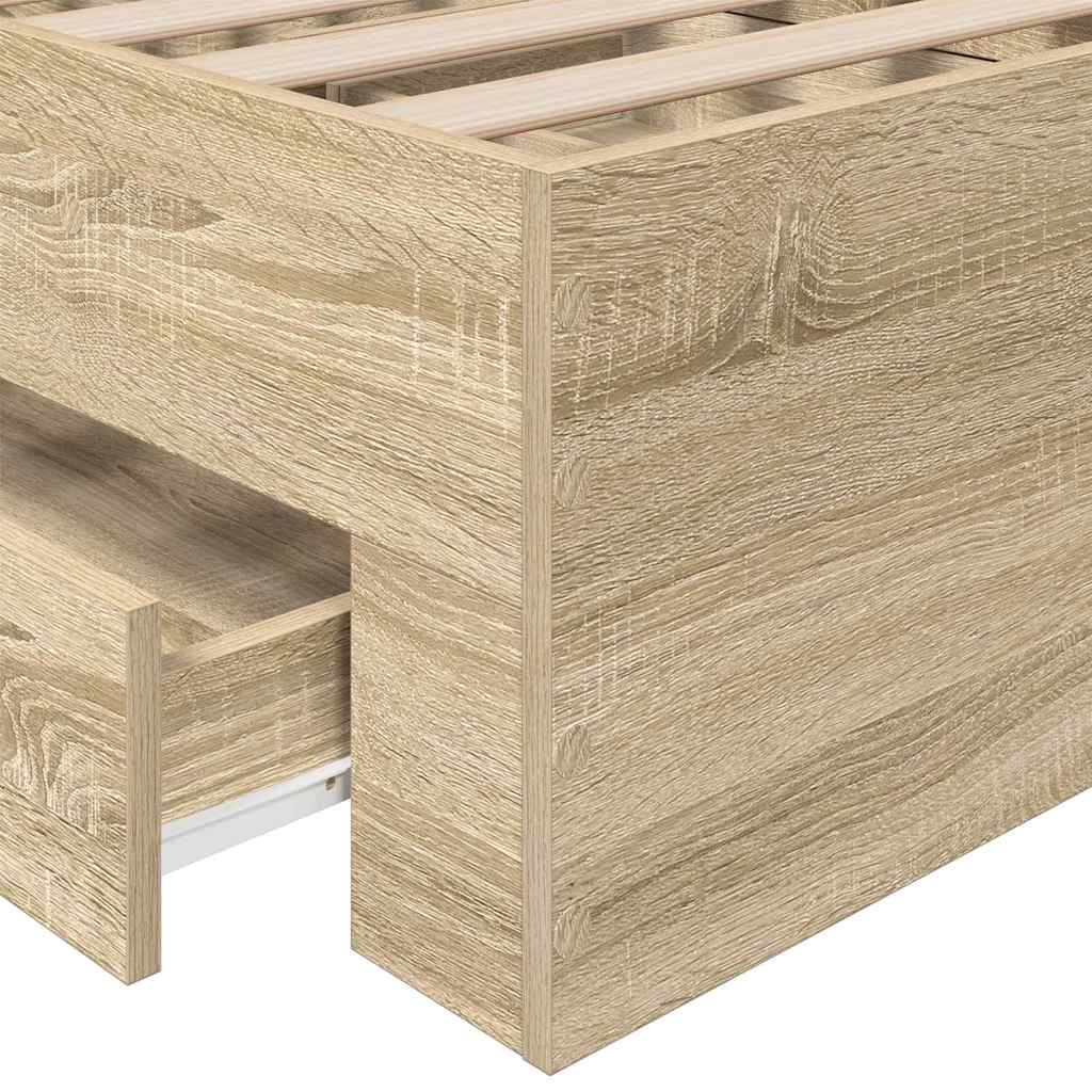 Bettrahmen mit Schubladen Braun 90 x 190 cm Holzwerkstoff