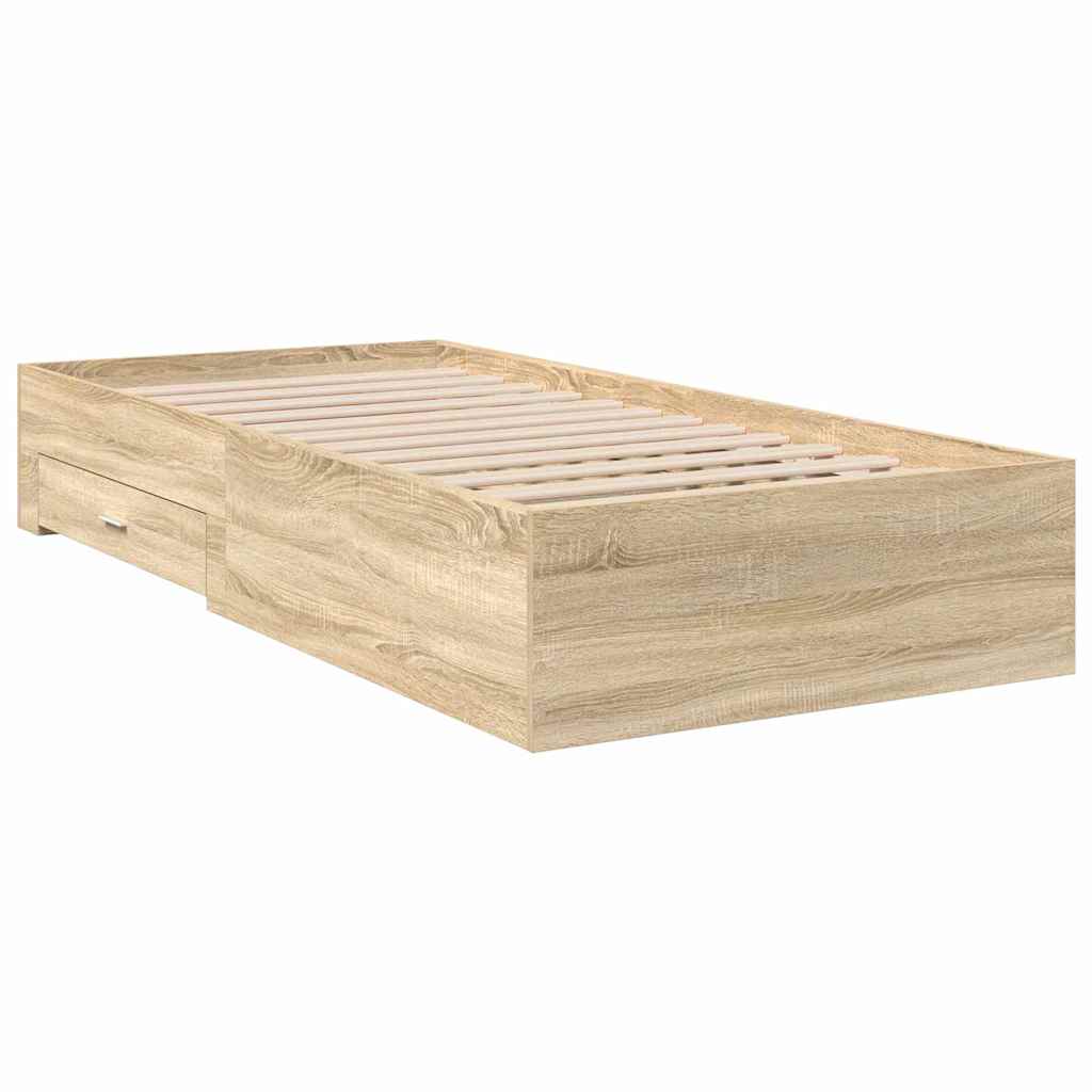 Bettrahmen mit Schubladen Braun 90 x 190 cm Holzwerkstoff
