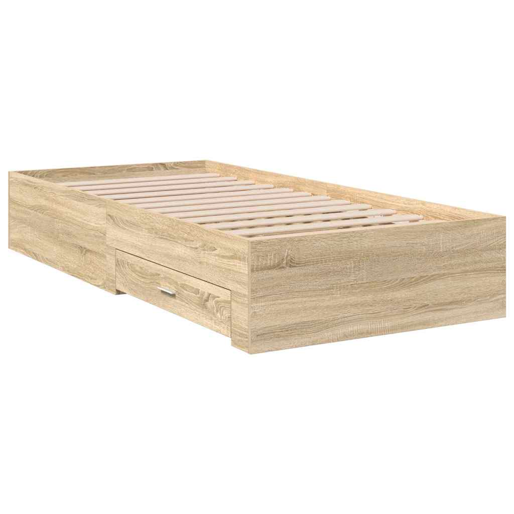 Bettrahmen mit Schubladen Braun 90 x 190 cm Holzwerkstoff