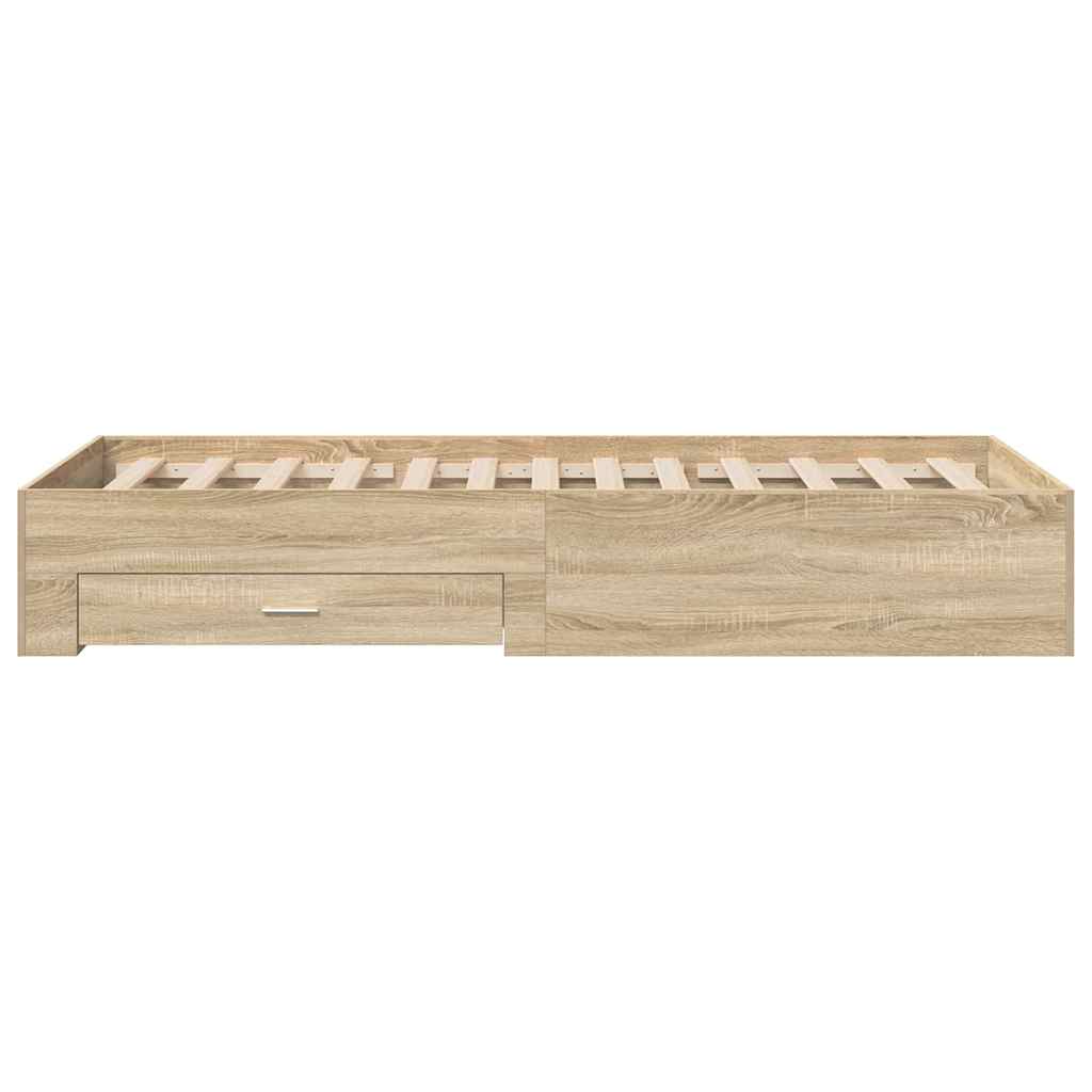 Bettrahmen mit Schubladen Braun 90 x 190 cm Holzwerkstoff