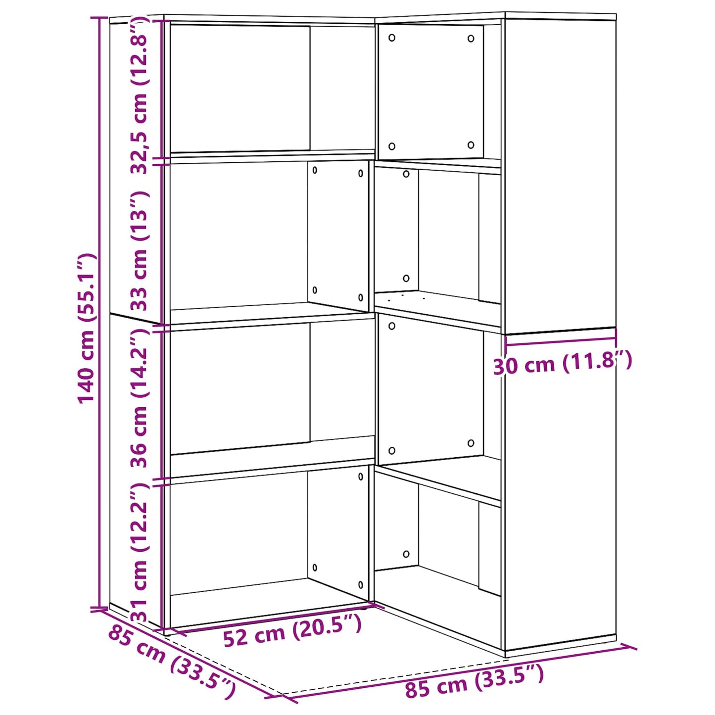 Kleiderschrank 6 Ebenen 85 x 85 x 140 cm Holzwerkstoff