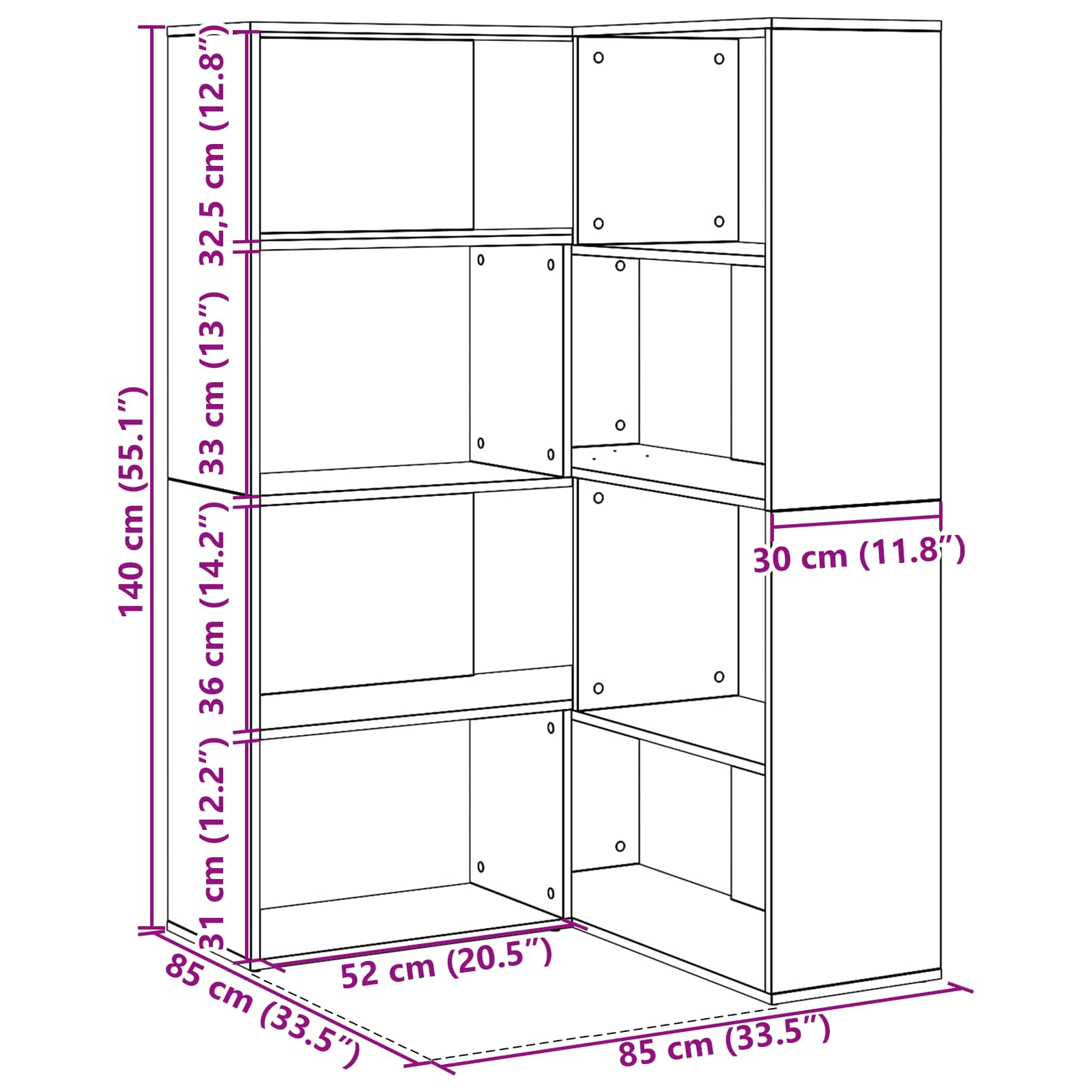 Kleiderschrank 6 Ebenen 85 x 85 x 140 cm Holzwerkstoff