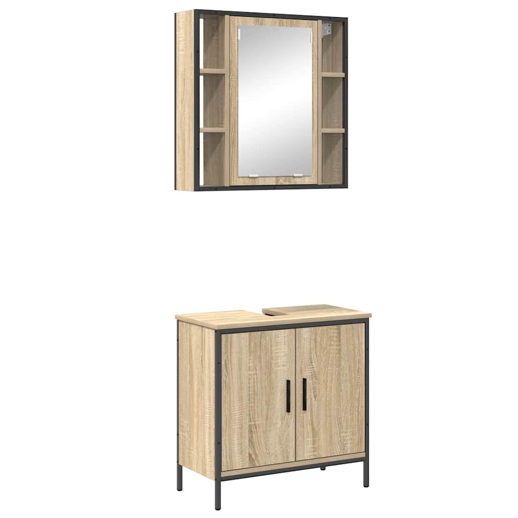 Badezimmermöbel-Set 2 stk. Braun 60 x 30 x 60 cm Holzwerkstoff