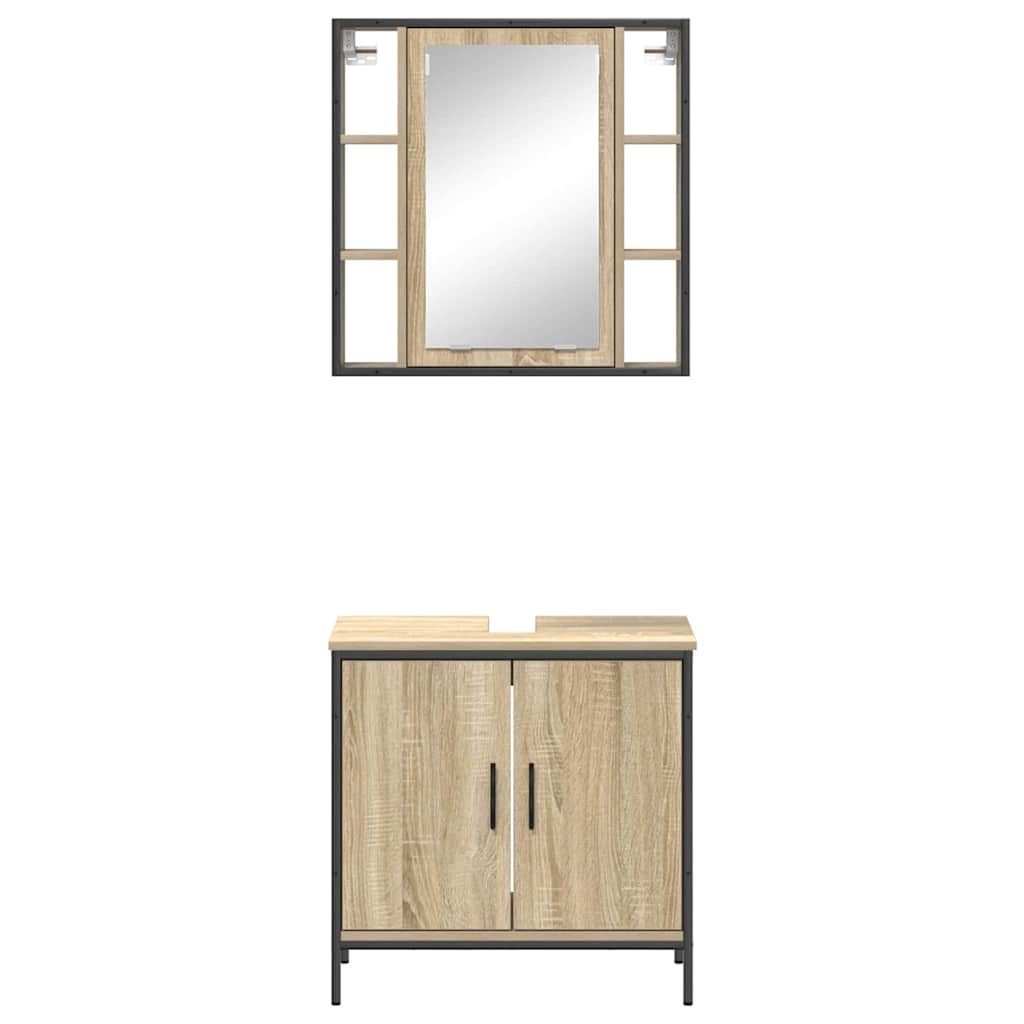 Badezimmermöbel-Set mit Regal mit Tür 2 pcs Braun Holzwerkstoff