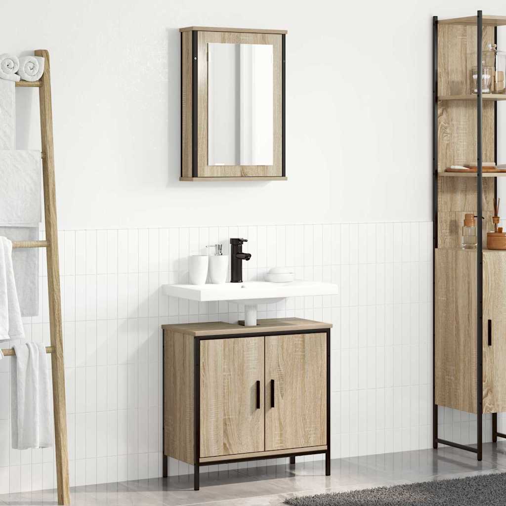 Badezimmermöbel-Set mit Regal mit Tür 2 pcs Braun Holzwerkstoff