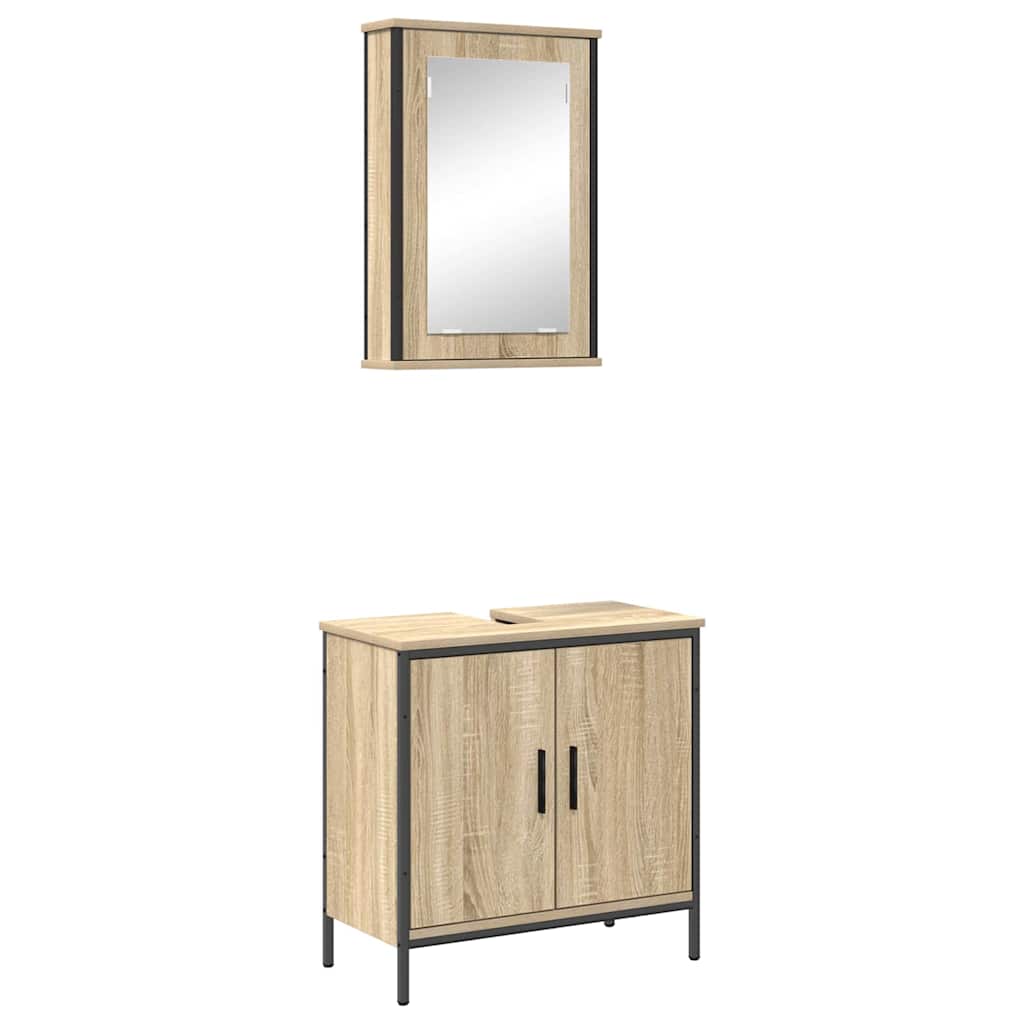 Badezimmermöbel-Set mit Regal mit Tür 2 pcs Braun Holzwerkstoff