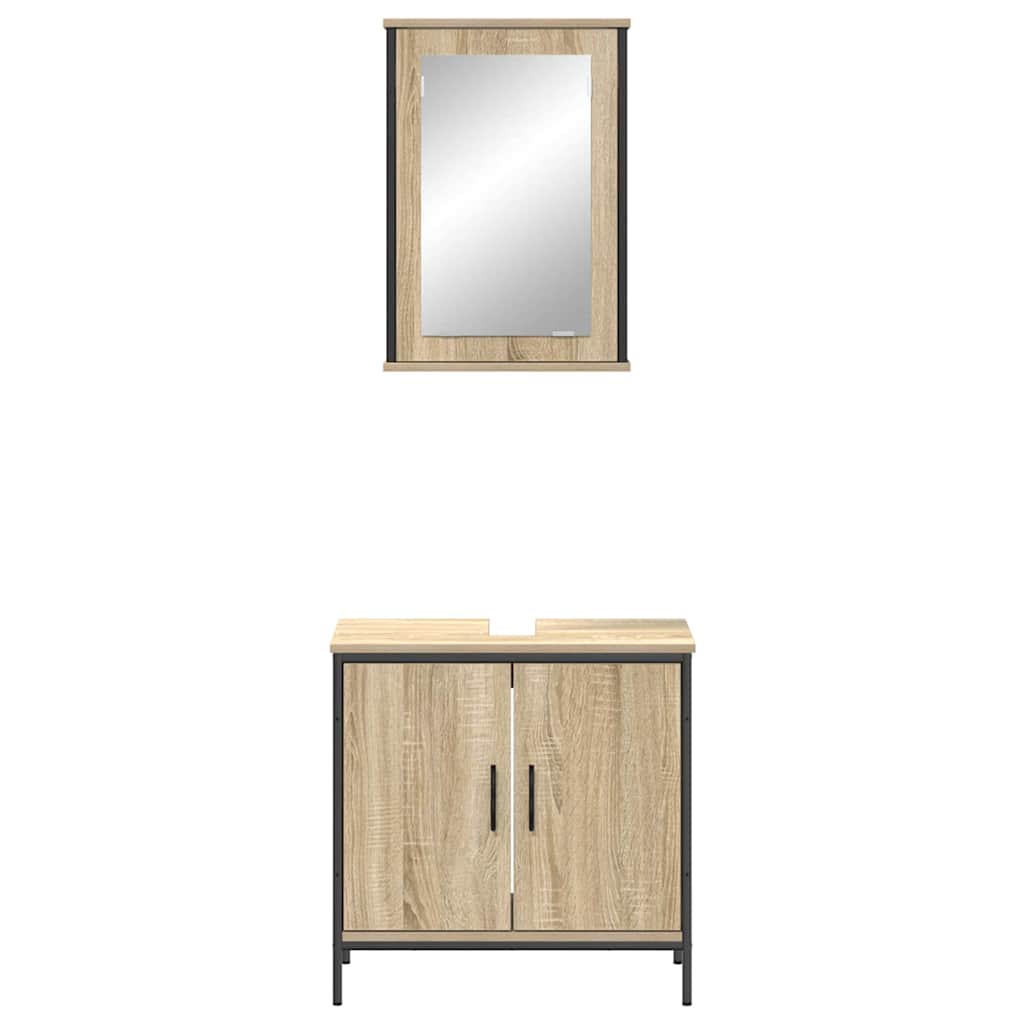Badezimmermöbel-Set mit Regal mit Tür 2 pcs Braun Holzwerkstoff