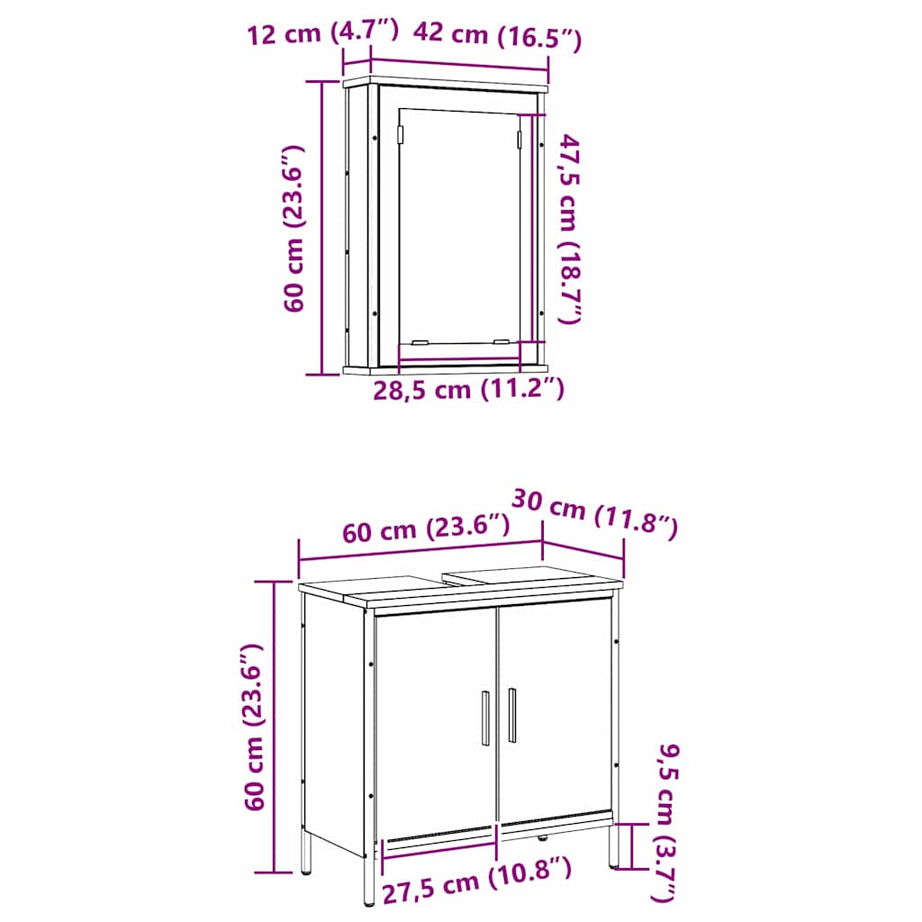 Badezimmermöbel-Set mit Regal mit Tür 2 pcs Braun Holzwerkstoff