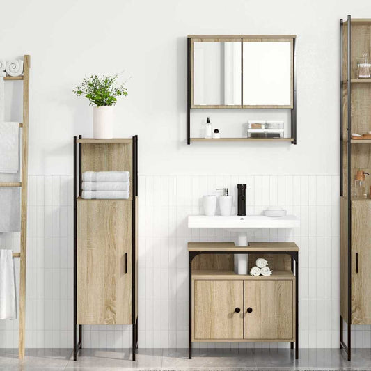 Badezimmermöbel Set mit Regal 3 pcs Braun 33 x 33 x 120.5 cm
