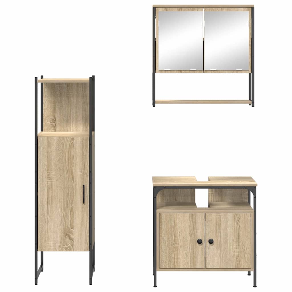 Badezimmermöbel Set mit Regal 3 pcs Braun 33 x 33 x 120.5 cm