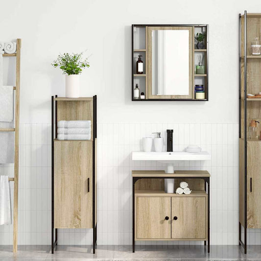 Badezimmermöbel-Set 3 stk. Braun 33 x 33 x 120,5 cm