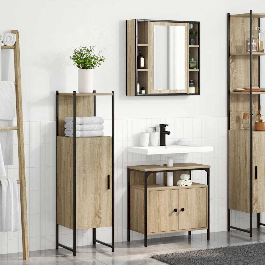 Badezimmermöbel-Set 3 stk. Braun 33 x 33 x 120,5 cm