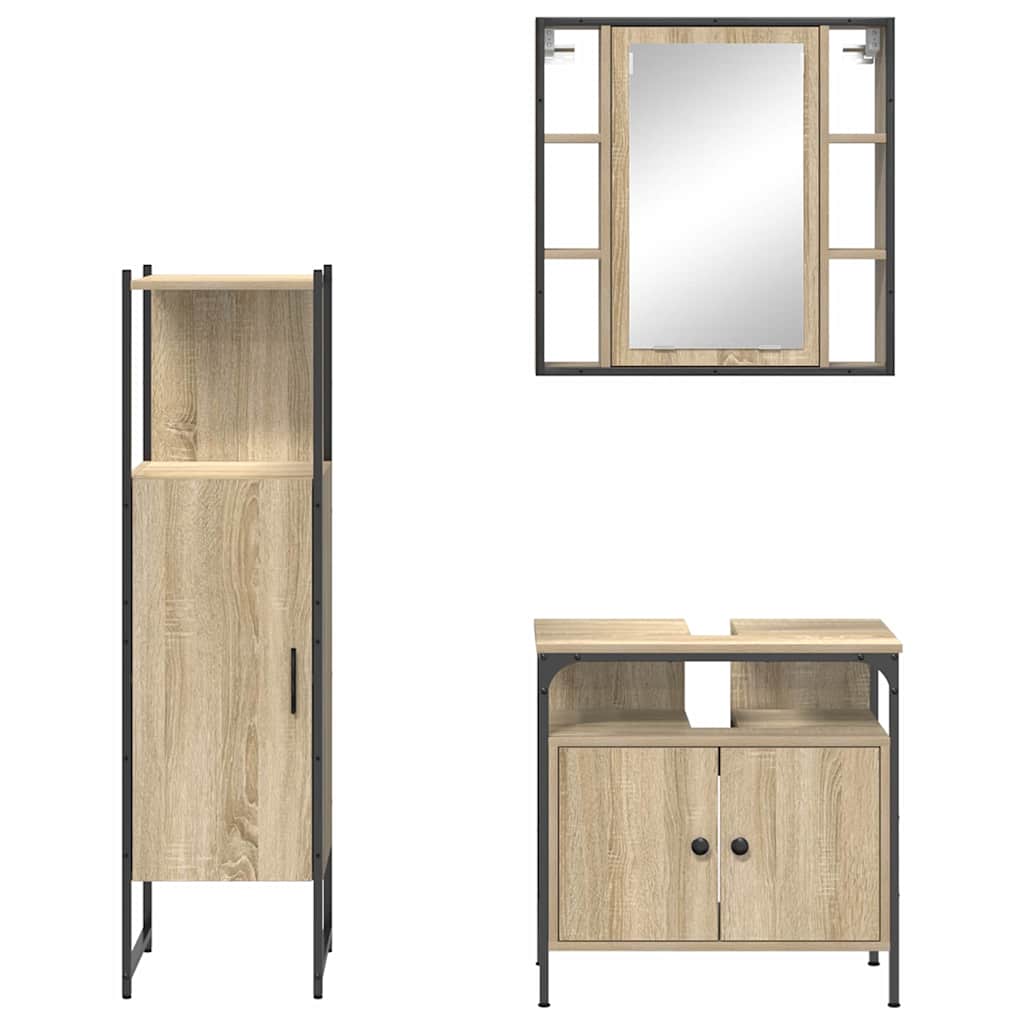 Badezimmermöbel-Set 3 stk. Braun 33 x 33 x 120,5 cm