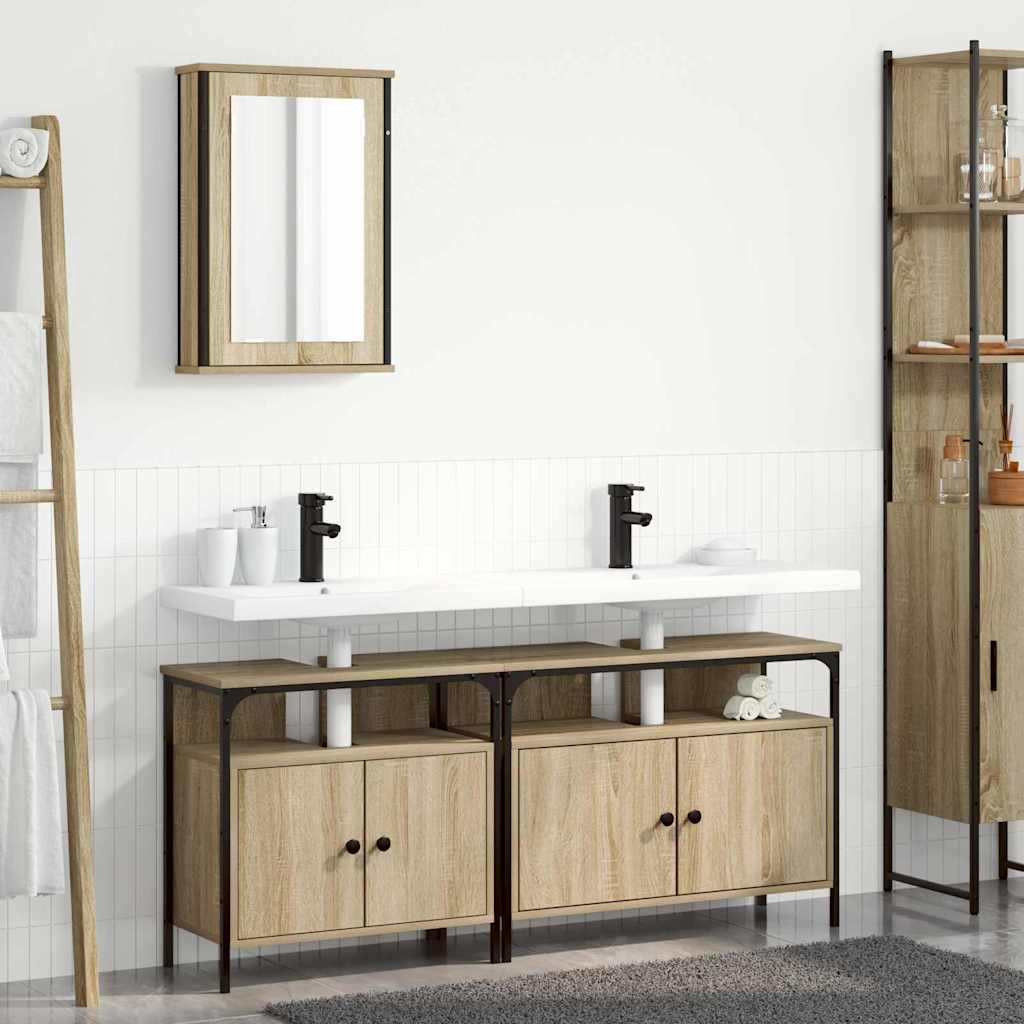 Badezimmermöbel-Set mit Regal mit Tür 3 pcs Braun Holzwerkstoff