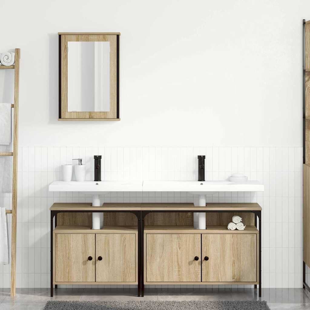 Badezimmermöbel-Set mit Regal mit Tür 3 pcs Braun Holzwerkstoff