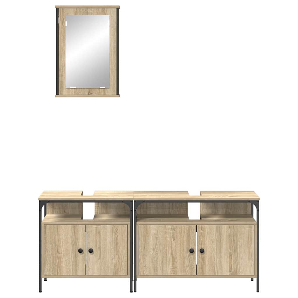Badezimmermöbel-Set mit Regal mit Tür 3 pcs Braun Holzwerkstoff