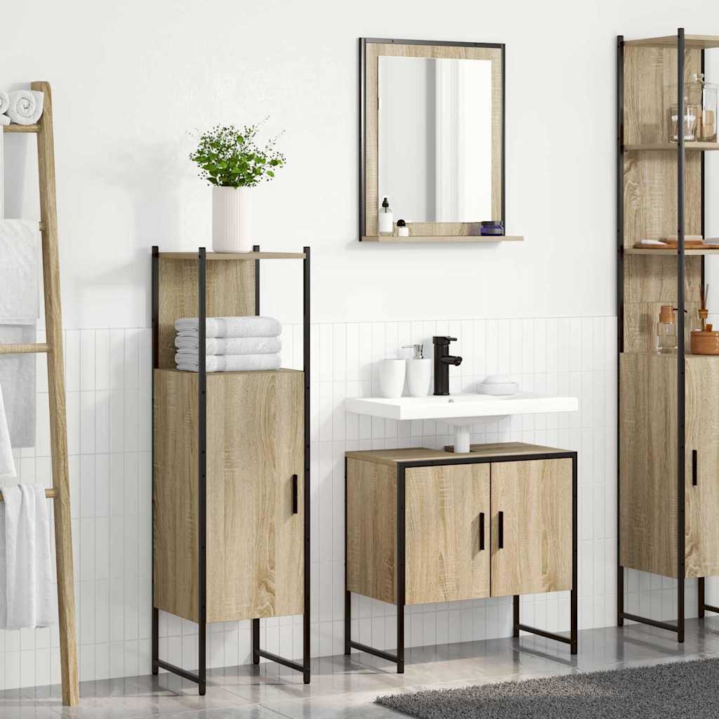 Badezimmermöbel-Set mit Regal mit Tür 3 pcs Braun Holzwerkstoff