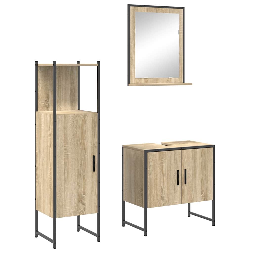 Badezimmermöbel-Set 3 stk. Braun 60 x 33 x 60 cm Holzwerkstoff