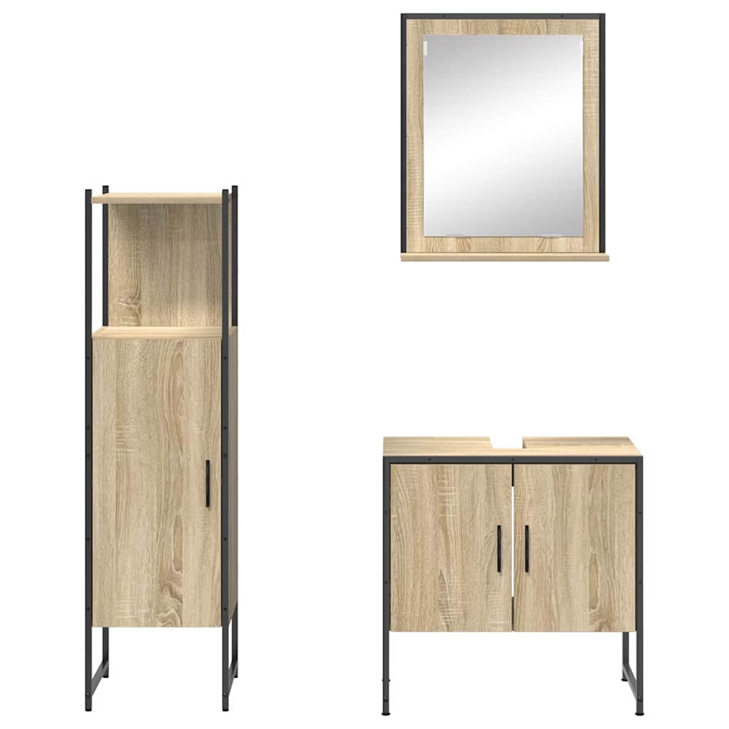 Badezimmermöbel-Set 3 stk. Braun 60 x 33 x 60 cm Holzwerkstoff