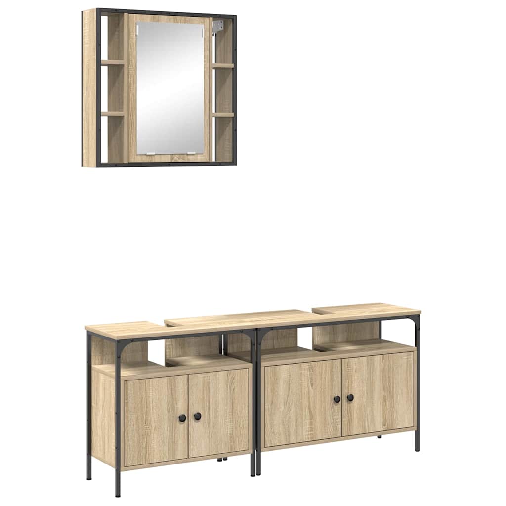 Badezimmermöbel-Set mit Regal mit Tür 3 pcs Braun Holzwerkstoff