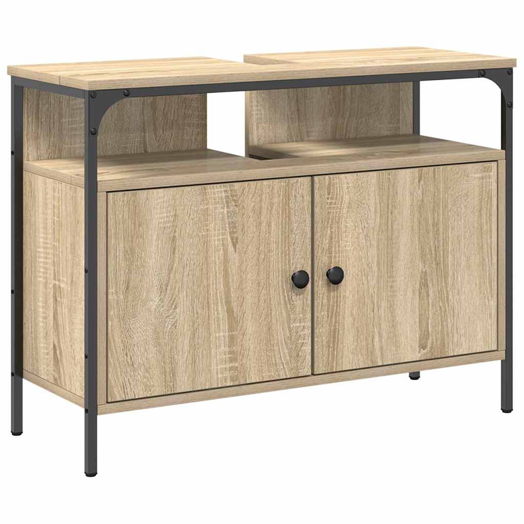 Badezimmermöbel-Set mit Regal mit Tür 3 pcs Braun Holzwerkstoff