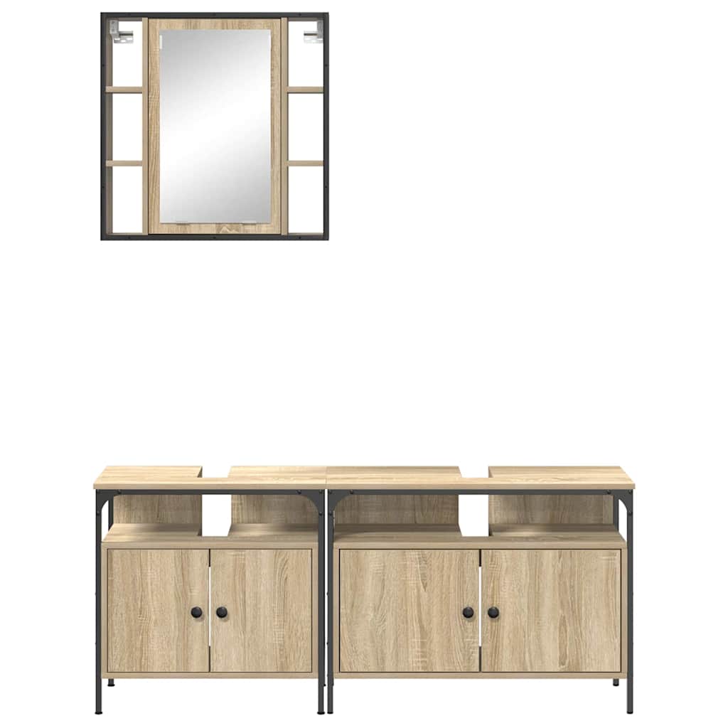 Badezimmermöbel-Set 3 stk. Braun 80 x 30 x 60 cm Holzwerkstoff