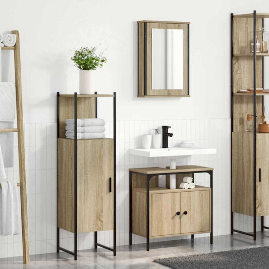 Badezimmermöbel-Set 3 stk. Braun 33 x 33 x 120,5 cm