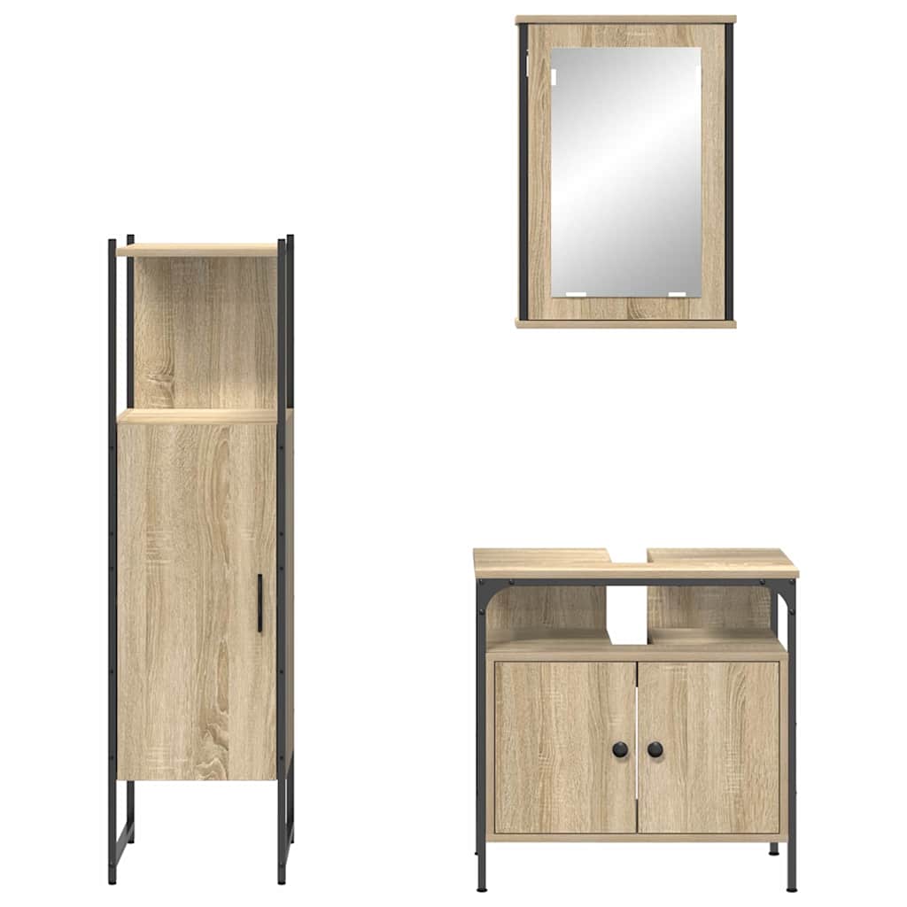 Badezimmermöbel-Set mit Regal mit Tür 3 pcs Braun Holzwerkstoff